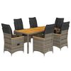 vidaXL 7 Piece Garden Dining Set with Cushions Grey Poly Rattan