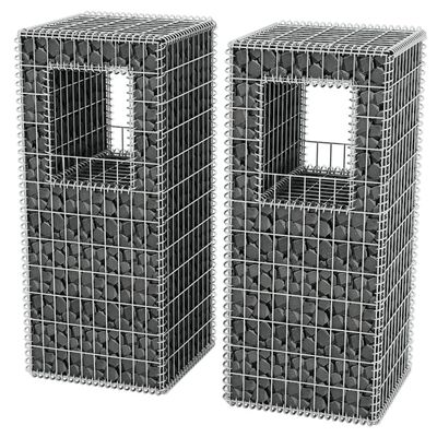vidaXL Gabion Basket Posts/Planters 2 pcs Steel 50x50x120 cm