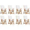 vidaXL Garden Chair 8 pcs Brown and White Solid Teak Wood