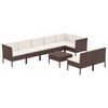 vidaXL 9 Piece Garden Lounge Set with Cushions Poly Rattan Brown