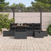 vidaXL Garden Sofa Set Height-Adjustable 6 pcs Black Poly Rattan