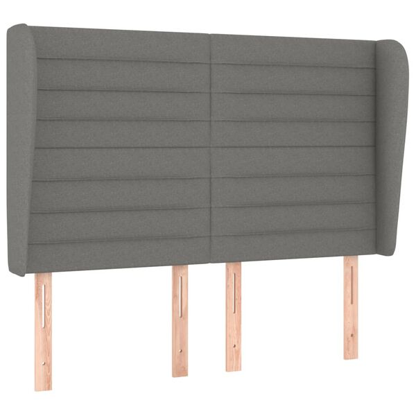 vidaXL Headboard with Ears Dark Grey 147x23x118/128 cm Fabric