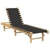 vidaXL Sun Lounger with Black Woven Webbing 55x200x30 cm Bamboo