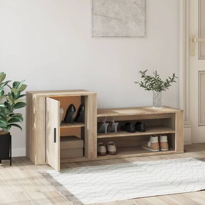 vidaXL Shoe Cabinet Sonoma Oak 130x35x54 cm Engineered Wood