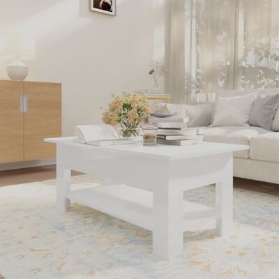 vidaXL Coffee Table High Gloss White 102x55x42 cm Engineered Wood ...