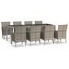 vidaXL 9 Piece Garden Dining Set with Cushions Grey Poly Rattan
