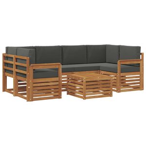 vidaXL Outdoor Sofa Set 7 pcs Natural and Anthracite Solid Acacia Wood