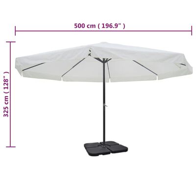 Aluminium Umbrella with Portable Base White