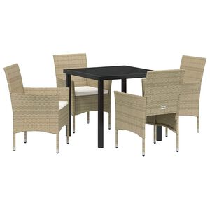 vidaXL Garden Dining Set 5 pcs Beige Poly Rattan