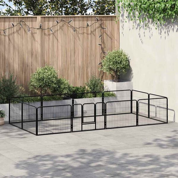 vidaXL Dog Playpen 12 Panels Steel 80x60 cm Black