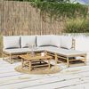 vidaXL 6 Piece Garden Lounge Set with Light Grey Cushions Bamboo