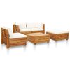 vidaXL 5 Piece Garden Lounge Set with Cushions Acacia Wood Cream White
