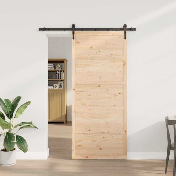 vidaXL Sliding Door Natural 80 x 208 cm Solid Pine Wood