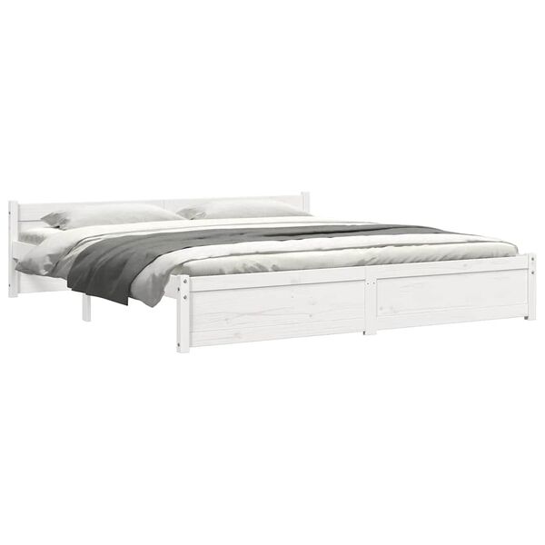 vidaXL Bed Frame without Mattress White Solid Wood 180x200 cm Super King