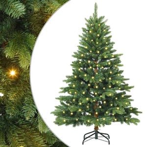 vidaXL Artificial Christmas Tree with 150 LEDs Green 120 cm PE and PVC