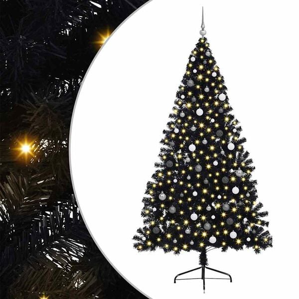 vidaXL Artificial Pre-lit Christmas Tree Black 240 cm PVC