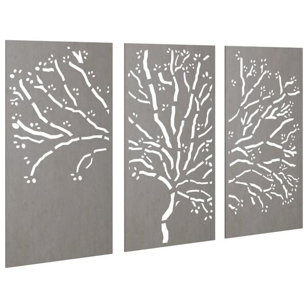 vidaXL Garden Wall Decorations 3 pcs 105x55 cm Corten Steel Tree Design