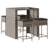 vidaXL 5 Piece Garden Bar Set with Cushions Grey Poly Rattan