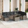 vidaXL Garden Sofa Set with Storage 9 pcs Grey Poly rattan