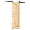 vidaXL Sliding Door Natural and Black 70 x 210 cm Solid Pine Wood