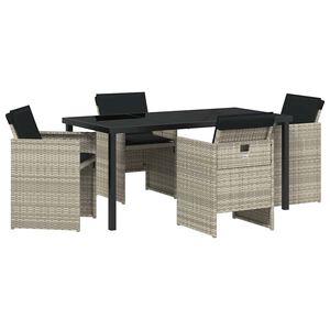 vidaXL Garden Dining Set 5 pcs Light Grey Poly Rattan