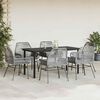 vidaXL 7 Piece Garden Dining Set with Cushions Grey Poly Rattan Glass