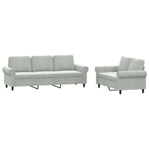 vidaXL 2 Piece Sofa Set with Pillows Light Grey Velvet