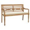vidaXL Batavia Bench with Cream Cushion 150 cm Solid Teak Wood