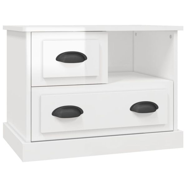 vidaXL Bedside Cabinet High Gloss White 60x39x45 cm