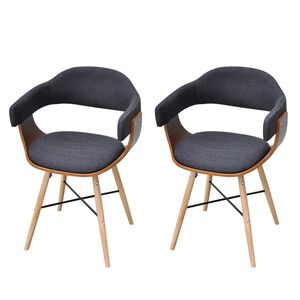 vidaXL Dining Chairs 2 pcs Dark Grey Bent Wood and Fabric
