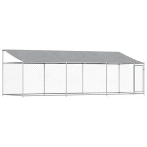 vidaXL Dog Cage with Roof and Door Grey 6x2x2 m Galvanised Steel