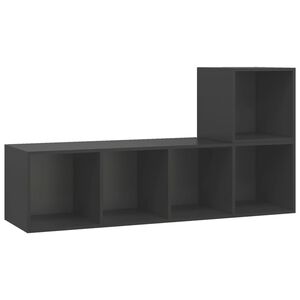 vidaXL 2 Piece TV Cabinet Set Grey Engineered Wood