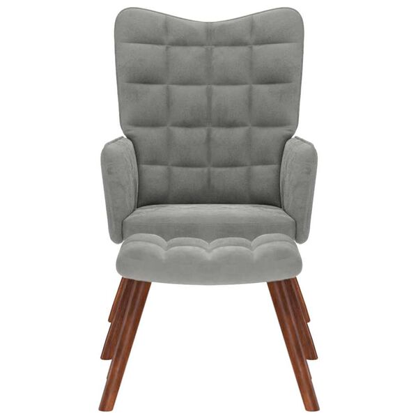 vidaXL Relaxing Chair with Stool Light Grey Velvet