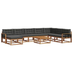 vidaXL Outdoor Sofa Set 9 pcs Natural and Anthracite