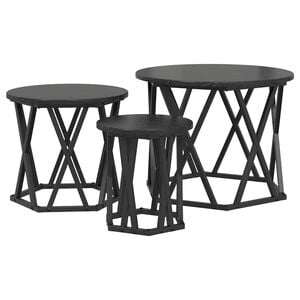 vidaXL Nesting Side Table 3 pcs Black Oak 53 x 53 x 40 cm
