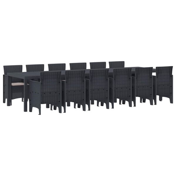 vidaXL Garden Dining Set 13 pcs Anthracite Polt rattan
