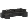 vidaXL 7 Piece Garden Sofa Set with Cushions Black Poly Rattan