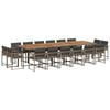 vidaXL 17 Piece Garden Dining Set with Cushions Grey Poly Rattan
