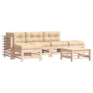 vidaXL 6 Piece Garden Lounge Set with Cushions Solid Wood