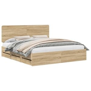vidaXL Bed Frame with Drawer Sonoma Oak 180 x 200 cm Engineer Wood