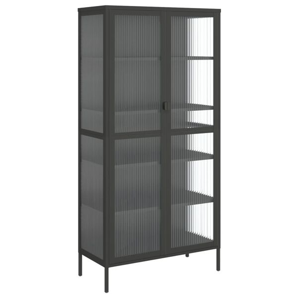vidaXL Highboard Black 85x40x180 cm Glass and Steel