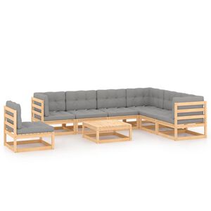 vidaXL 8 Piece Garden Lounge Set with Cushions Solid Pinewood