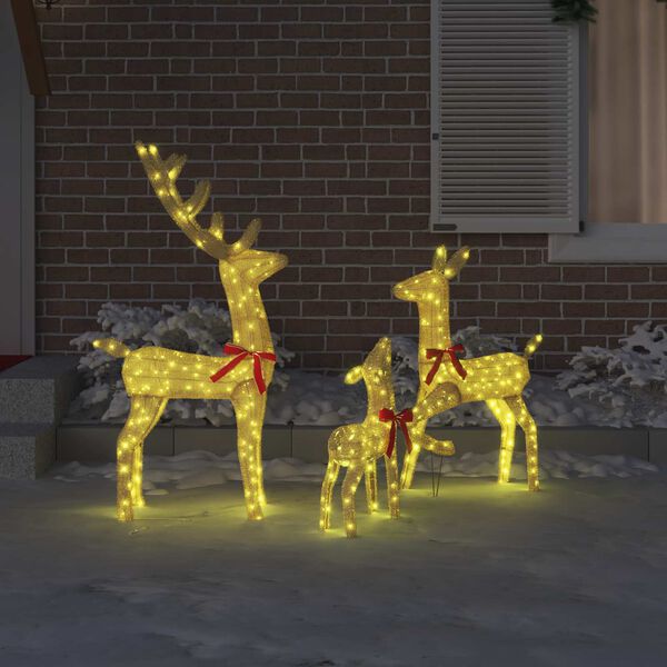 vidaXL Reindeer Family 3 pcs Warm white 68 x 26 x 127 cm Fabric