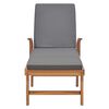 vidaXL Sun Lounger with Cushion Solid Teak Wood Dark Grey