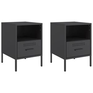 vidaXL Bedside Cabinet | Set of 2 | Black | Cold-rolled steel | Medium