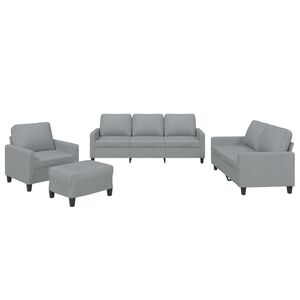 vidaXL 4 Piece Sofa Set with Cushions Light Grey Fabric