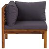 vidaXL 2 Piece Sofa Set with Dark Grey Cushions Solid Acacia Wood