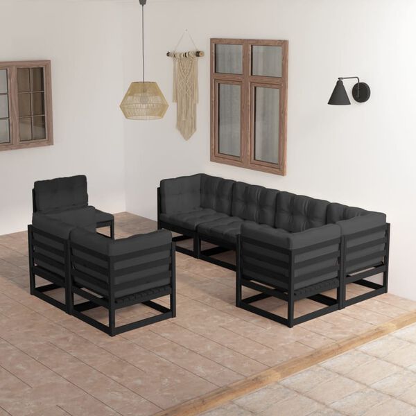 vidaXL 8 Piece Garden Lounge Set with Cushions Solid Pinewood