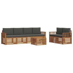 vidaXL Outdoor Sofa Set 7 pcs Natural and Anthracite Solid Acacia Wood