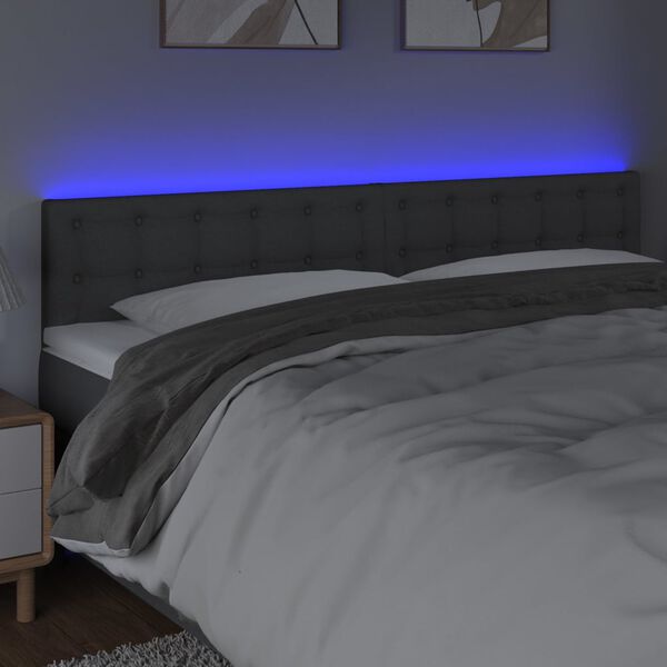 vidaXL LED Headboard Dark Grey 200 cm Fabric